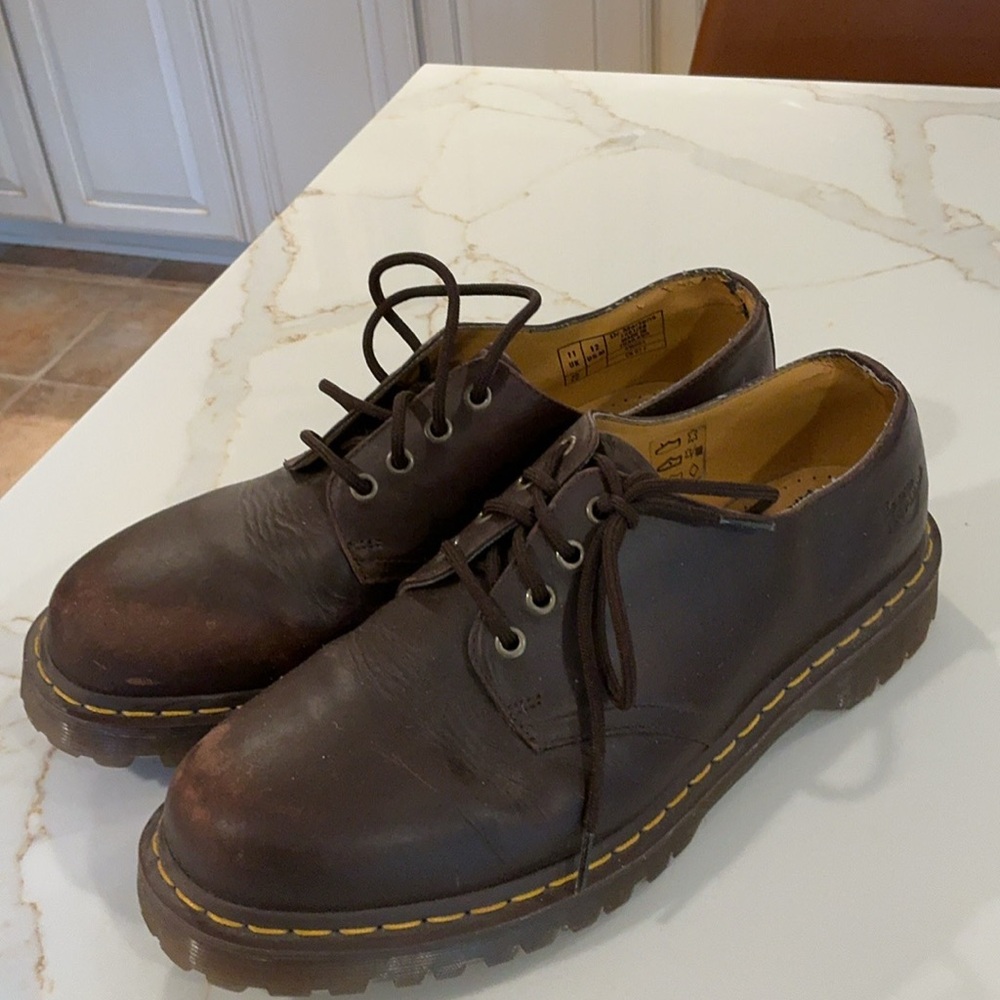 Dr. Martens Men's Dark Brown Leather Shoes
